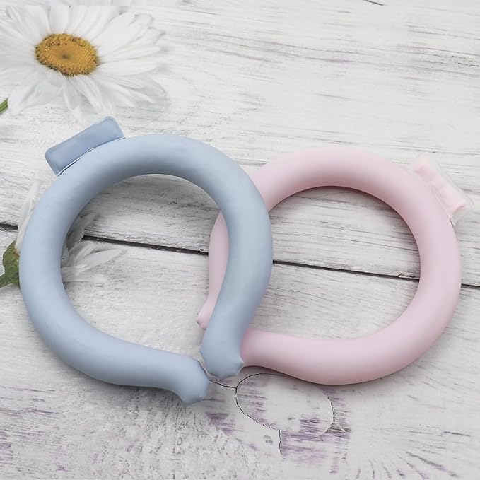 2 PCS Small Ice Collar, Kid Neck Cooling Tube, Wearable Cooling Neck Wraps for Summer Heat I Hands Free Cold Pack, Reusable Neck Coole (S-Pink+Blue)
