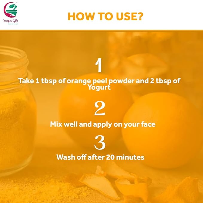 Orange Peel Powder 8 oz (227 grams) | 100% Natural Care For Acne, Tan & Blackheads | Effective DIY Face Mask Ingredient | Rich in Vitamin C | Helps Get a Glowing Skin | by Yogi's Gift®