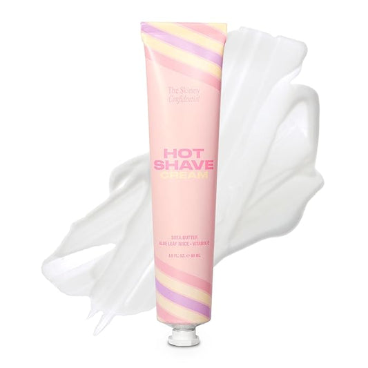 The Skinny Confidential Shave Cream - Women's Face Shaving Cream for Dermaplaning to Remove Facial Hair & Peach Fuzz - Nourishing & Moisturizing Shea Butter, Aloe Leaf Juice & Vitamin E