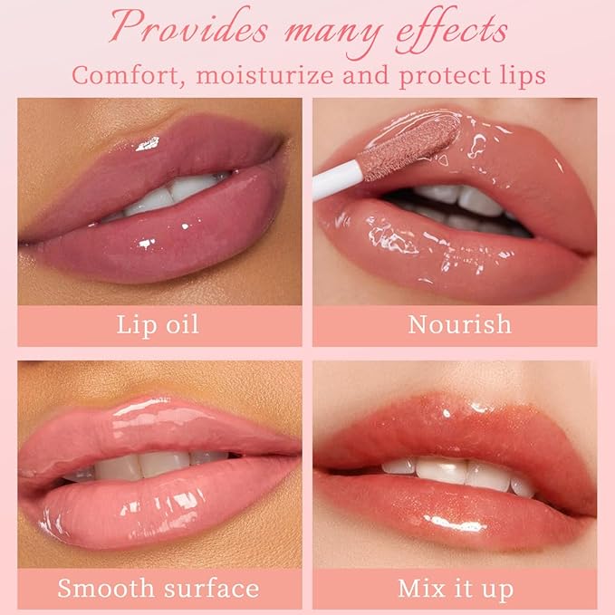 Plumping Lip Oil, Long Lasting Hydrating Lip Stain Lip Balm Revitalizing, Transparent and Tinting Lip Care Oil for Dry Lip (Red Plum)