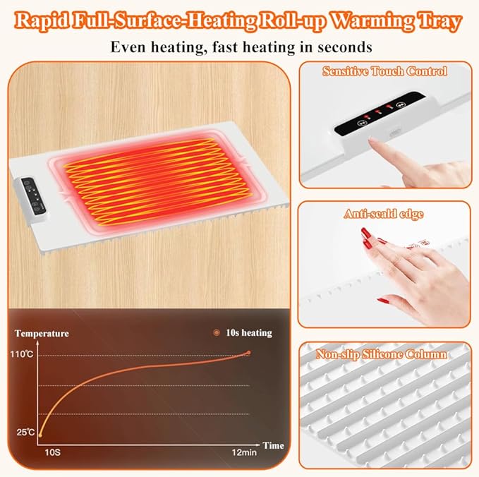 Food Warmer Mat, Electric Warming Tray, Portable Food