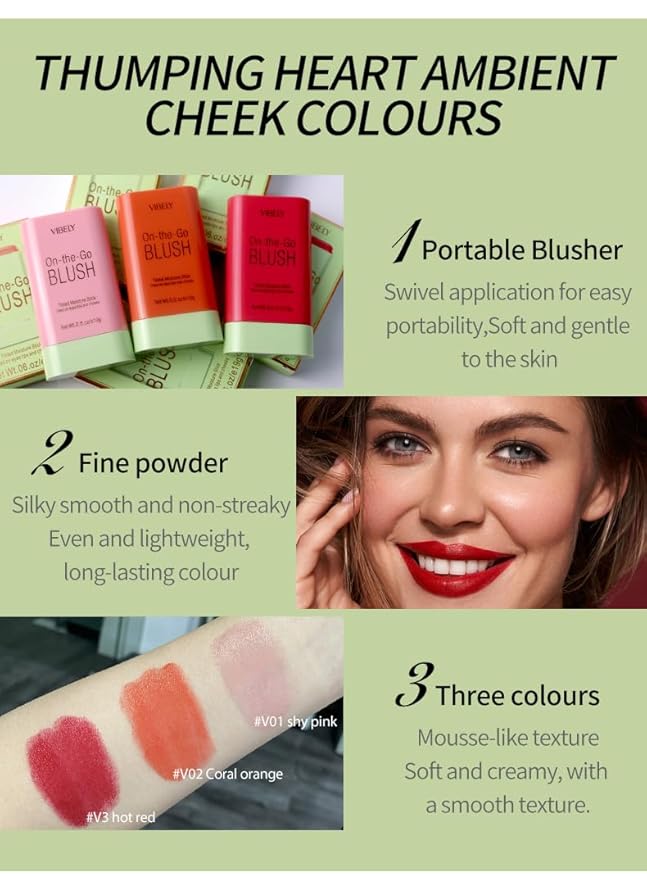 Multi-Use Makeup Blush Stick, Cream Blush Stick, Tinted