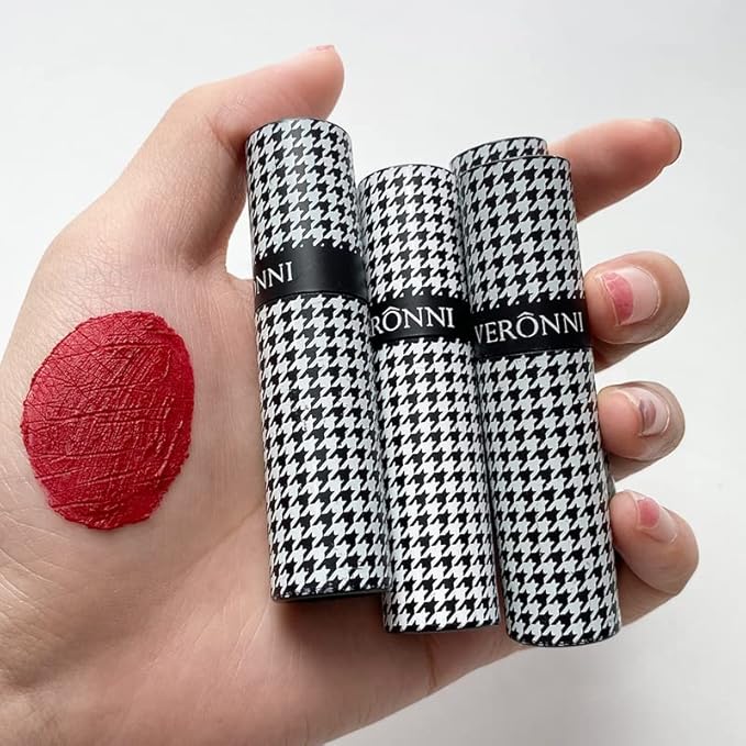 VERONNI Velvet Lip Mud Gloss Set,Matte Lipstick Multi-Purpose Long Lasting Lipgloss Set, Non-Sticky Gloss Smooth Pack Of 3 Lip Gloss Blush Makeup Set For Lips And Face (Set A)