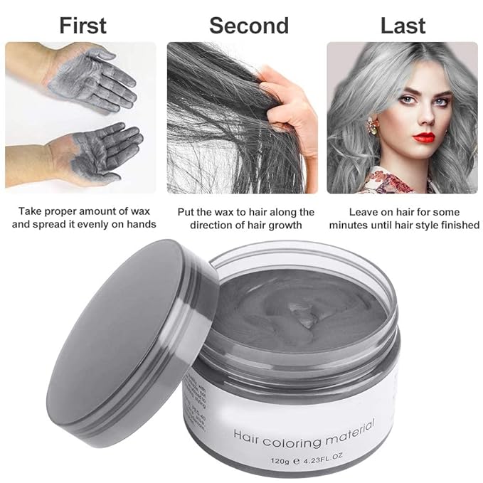 Silver Gray Temporary Hair Color,Natural