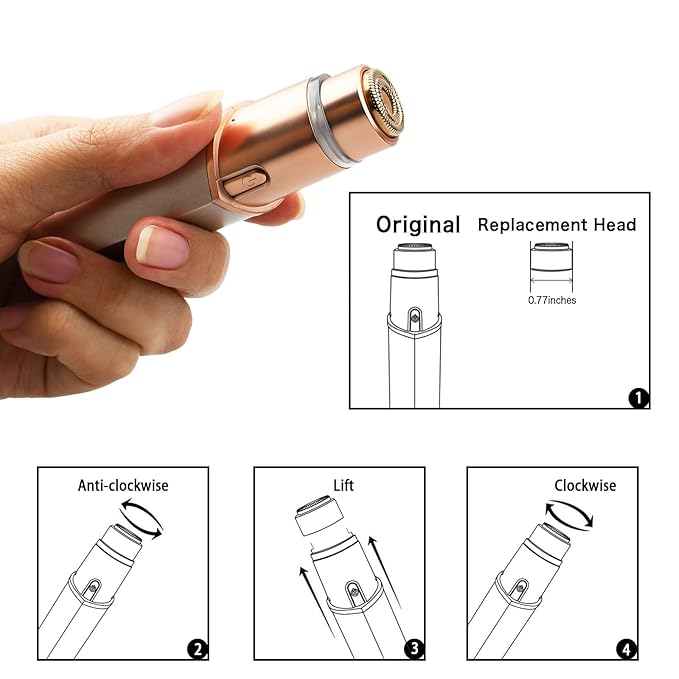 Generation 3 Replacement Heads for Flawless Facial Hair Remover, Double Blades Ring Heads for Women Face, 4 Pack