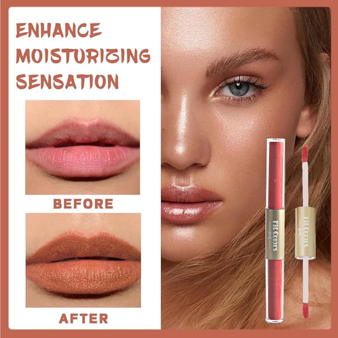 Double-end 2-in-1 Matte & Shimmery Lip Gloss Set, 3 PCS/Set (Set B, 3pcs)
