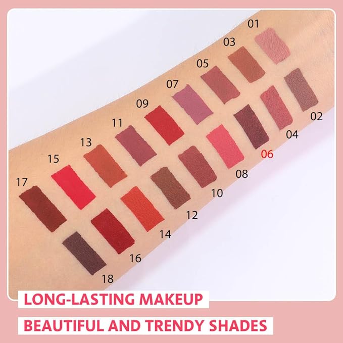 Matte Liquid Lipstick,Dark Red Liquid Lip Stains, Long Lasting Waterproof Lip Gloss Makeup, Velvet Non-Stick Cup Lips Stain X-06#