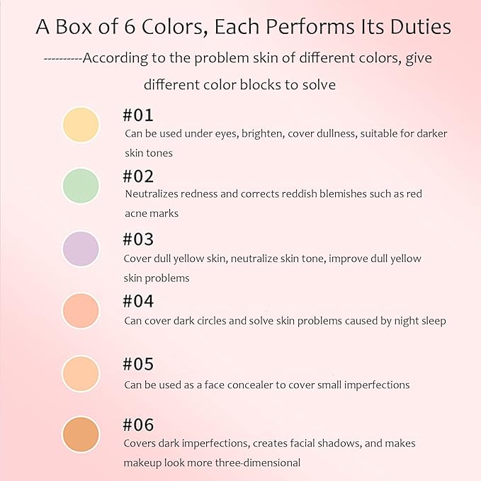 Concealer Contour Palette, 6 In 1 Color Correcting