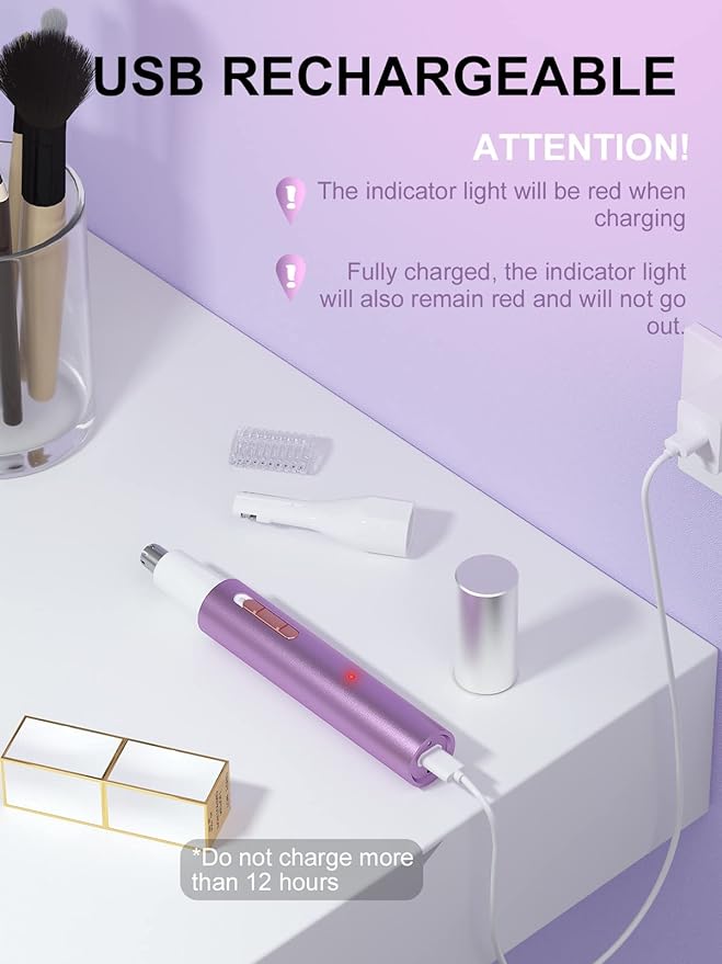 AHHFEI Rechargeable 5 in 1 Ear and Nose Hair Trimmer for Women, 2025 Professional Painless Eyebrow & Facial Hair Trimmer with Powerful Motor and Dual-Edge Blades Easy Cleansing