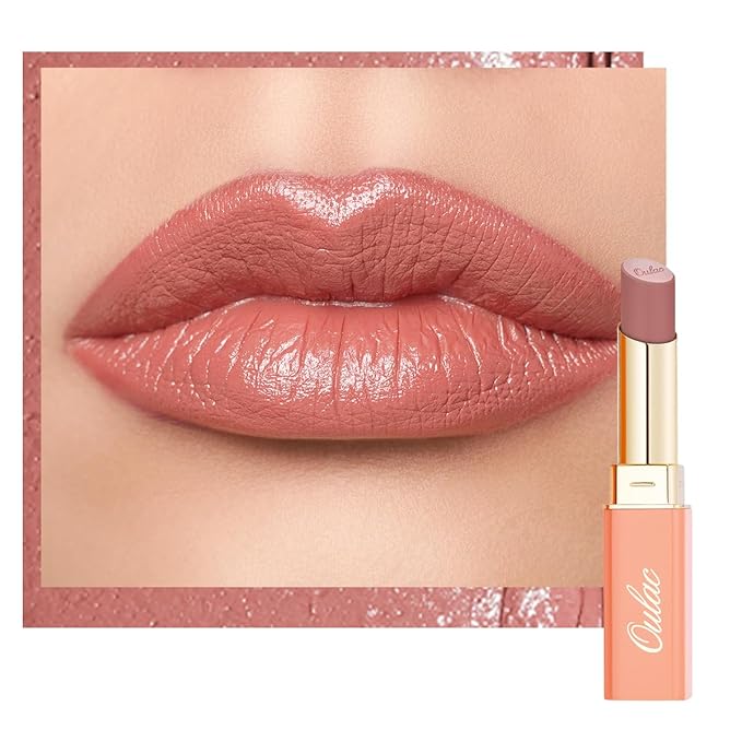 Oulac Pink Lipsticks for Women, Coral Nude Matte Lipstick, Full Coverage Lip Color, Satin Matte Finish, Cream Texture, Hydrating, Infused with Hyaluronic Acid, Vegan & Clean Beauty 4g SG06 Babe