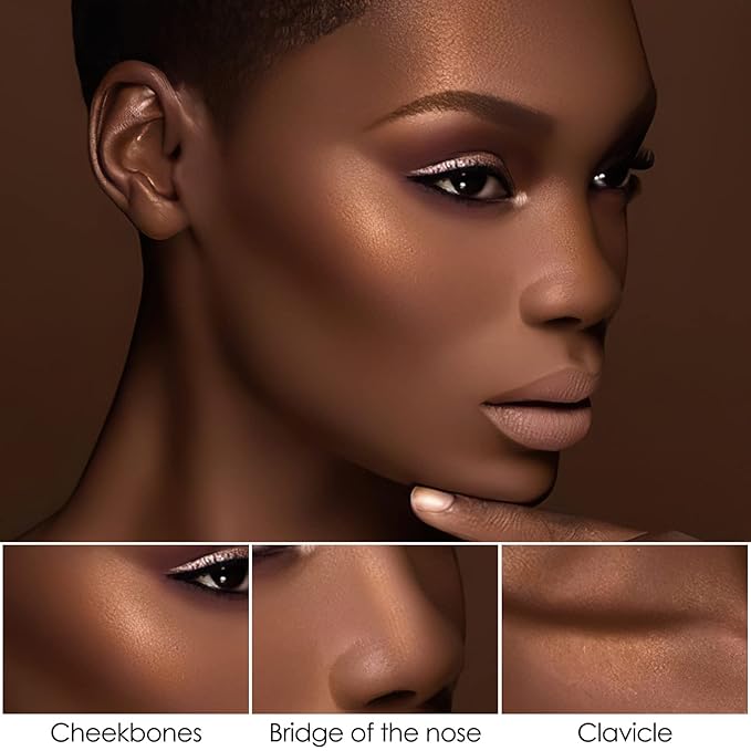 FOCALLURE 2 Pcs Mineral Cream Contour Stick,Moisturize Highlighter Illuminator Makeup,Medium-deep