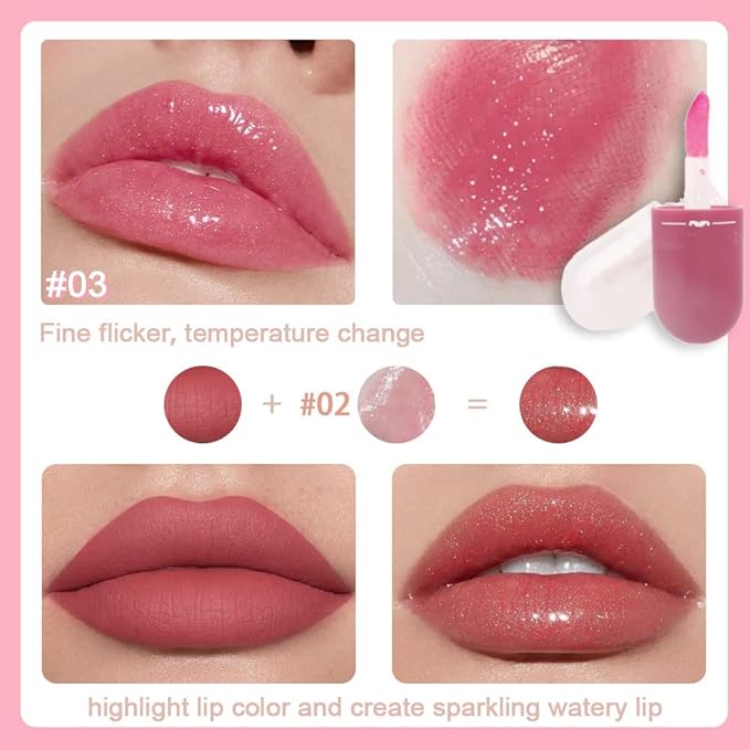 evpct 3Pcs Mini Clear Color Changing PH Tinted Lip Gloss Set for Women Girls 10-12 Pink Mood Lip Oil Gloss Balm Tint Stain Glaze Pack Hydrating Moisturizer Lipstick Magic labiales magicos,0.14fl.oz*3