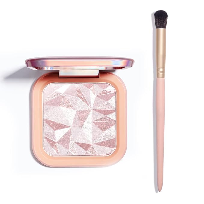 ELESSY Highlighter Makeup Palette Glitter Pink Highlighter Palette Tones-DAWN GLOW