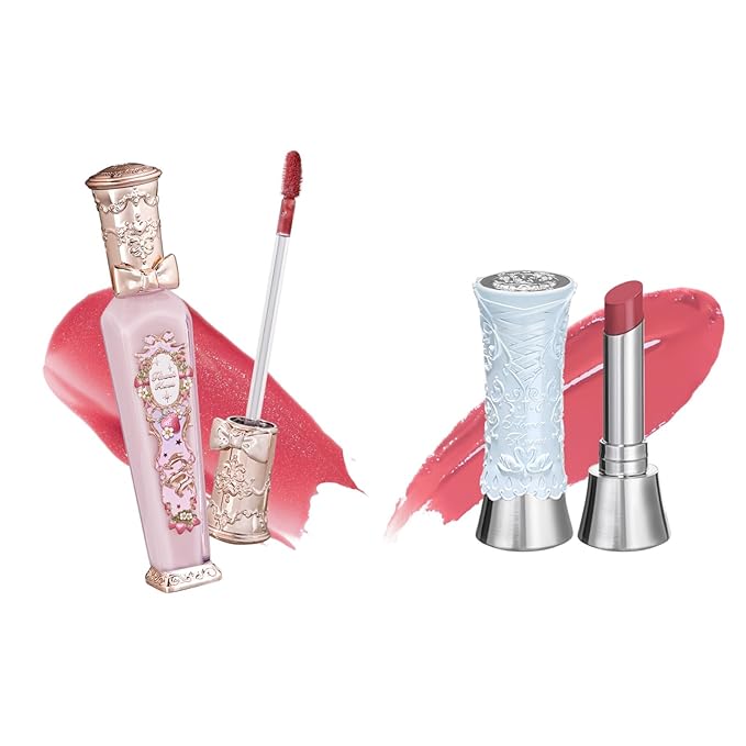 Flower Knows Violet Strawberry Rococo Glitter Lip Gloss G02 Rasberry Booze+Swan Ballet Shine Solid Lip Gloss Stick B05 Endless Summer