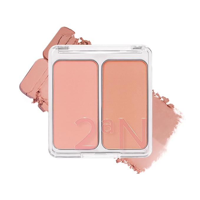 2aN Dual Color Face Blusher, Buildable & Blendable Cheek Color, Natural & Vibrant Finish, Long-Lasting Powder Blush, Blends Easily with Natural Skin Tones, Korean Beauty (05 Mood In Cheek)