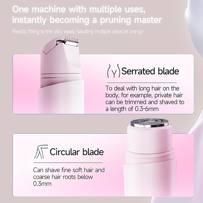 New Electric Bikini Trimmers for Women, Travel Razors, Glowhave Double Headed Shaver, Body Hair Trimmer, Rechargeable Painless Professional Shaver, Suitable for Underarms, Legs, Arms,Face (Pink)