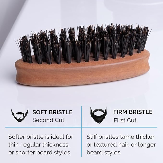 ZEUS Pocket Beard & Mustache Brush for Men, Travel Size Beard Brush, Soft Boar Bristles (Made in Germany) N92