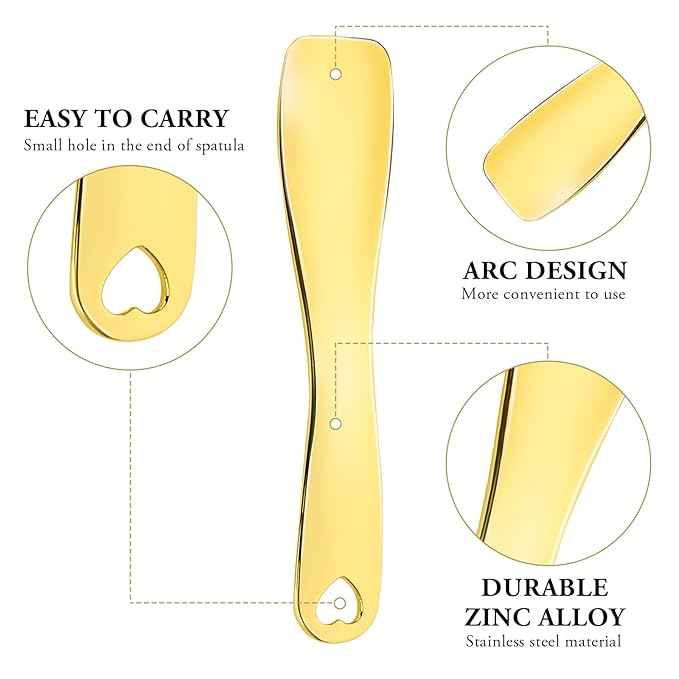 Sibba Facial Makeup Spatula Face Beauty Mask Applicator 6 Pieces Tiny Mini Gold Silver Metal Spoons Set Cosmetic Scraper Skincare Skin Cream Lotion Mixing Slide Scoop