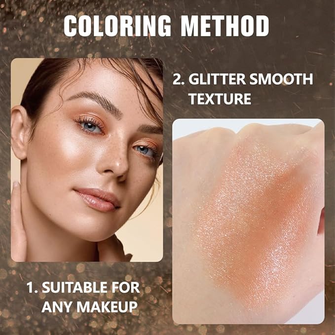 Light Brown Glitter Eyeshadow – Champagne Copper Shimmer Eye Shadow, Daily Waterproof Long-Lasting Eyeshadow Powder Palette for Women Neutral Eye Makeup sombras para ojos (01)