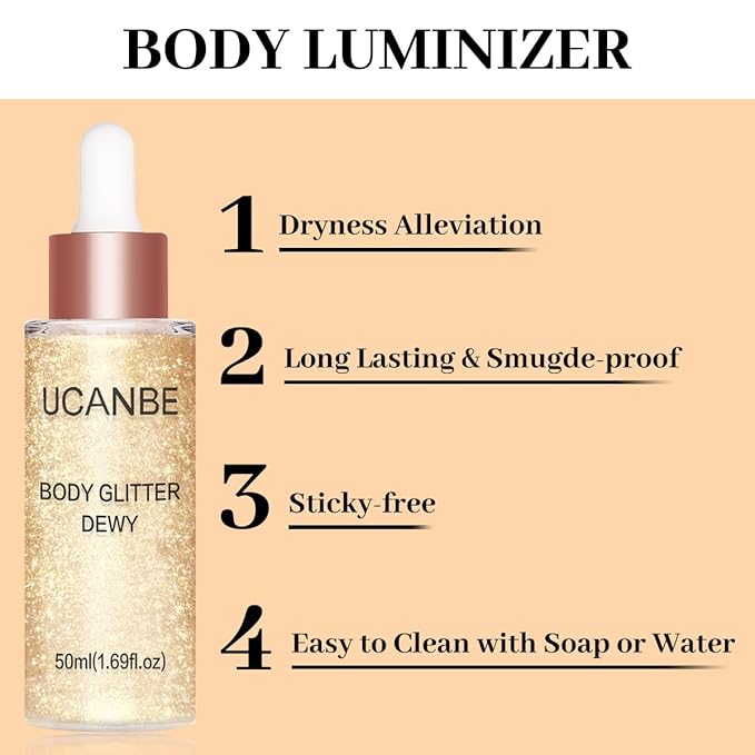 UCANBE Hydrating Body Shimmer Face Glitter Highlighter Makeup