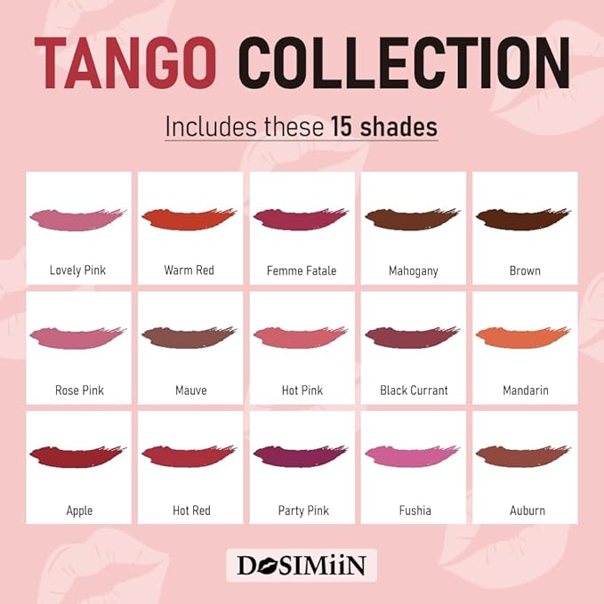 Lip Liner Pencil 15 Shades - Beauty Artist Choice Tango Collection Lipliner Matte Finish, Creamy Texture, Long Lasting Color, High Pigmented Lip Pencils