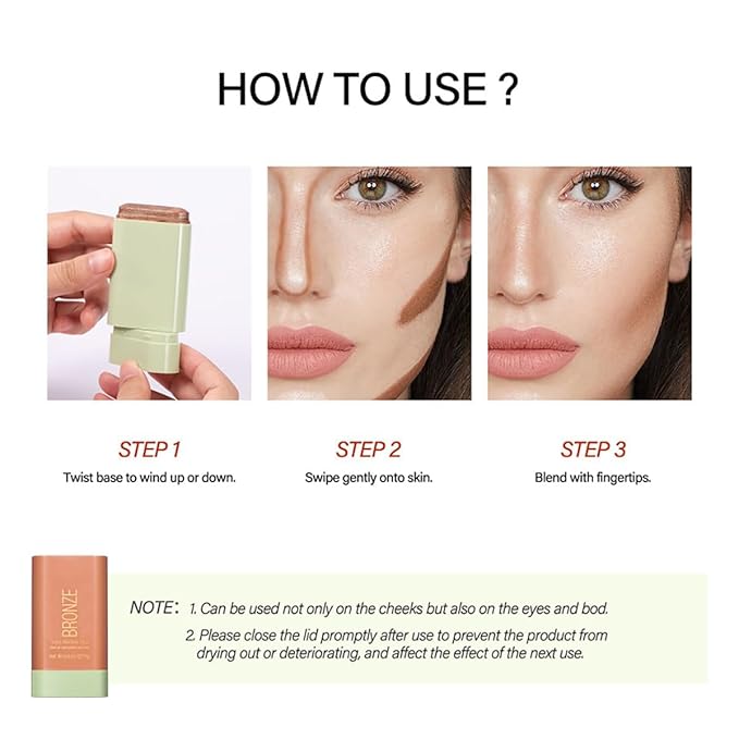 Multi-Use Makeup Blush Stick, Beauty Tinted Solid Blush Stick,Facial Contouring Highlight & Brighten Face Stick, Waterproof Moisturizer Stick, Suitable for All Skin (2#Soft Glow)