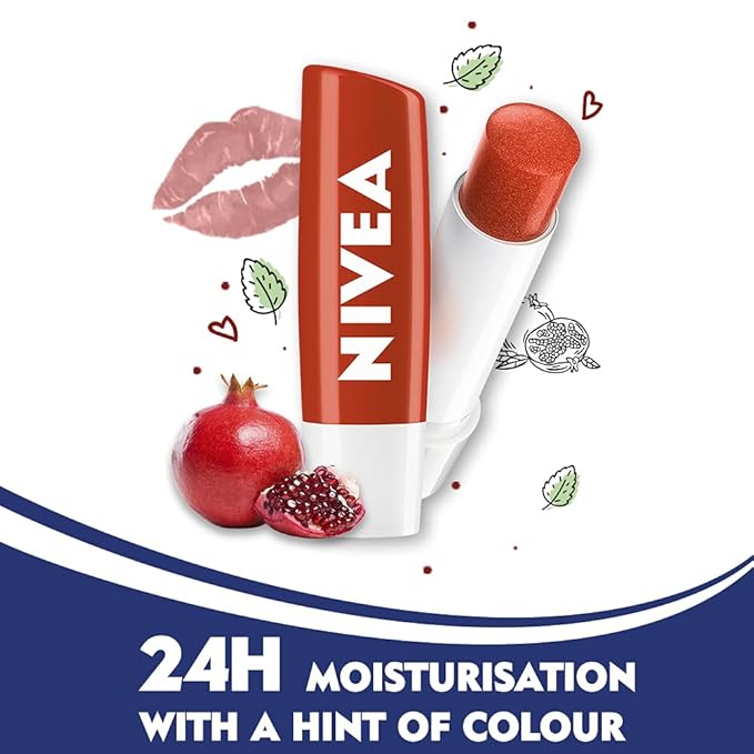 NIVEA Lip Balm, Pomegranate Shine, 4.8g Pomegranate