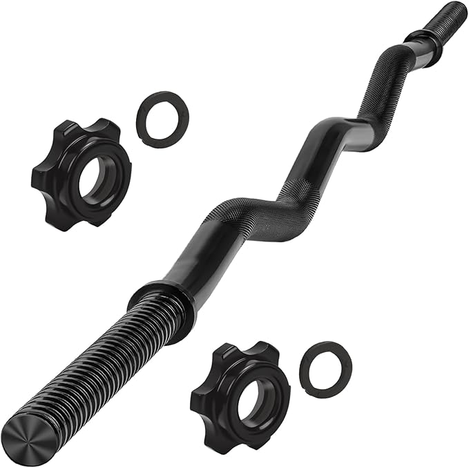 47" EZ Curl Bar Weight Lifting Bar 1-inch 2 Star (220lb Weight