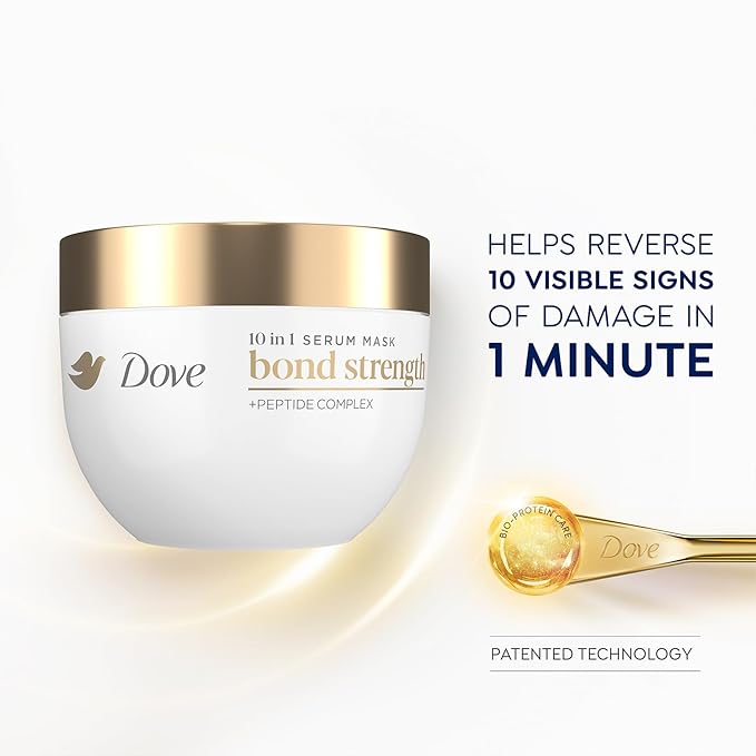 Dove Bond Strength Shampoo & Conditioner Set + Hair Mask Serum Bundle – Bond Repair Treatment for Damaged and Frizzy Hair (3 Piece Set)