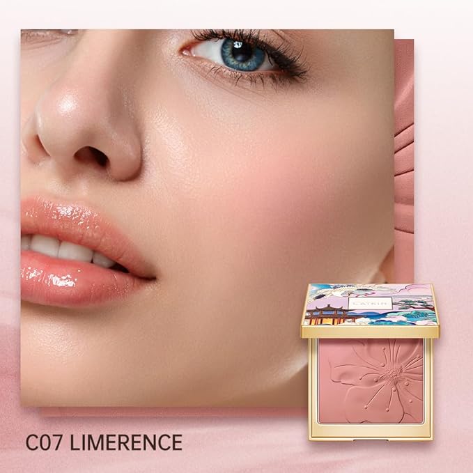 CATKIN Cheek Powder Blush Baked Pink Makeup Blusher Creamy Light Weight Long Lasting Natural Finish 10g (C07 Limerence)