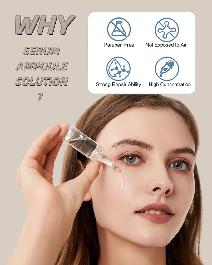 Centella Asiatica Serum for Face with Hyaluronic Acid Repair and Centella Serum for Face Moisturizer 0.35 oz 4 Vials Serum Ampoule Set (4pc repair kit)