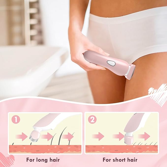 Electric Razor for Women - Painless Eletric Shavers for Women, Body Hair Removal for Legs and Underarms, Ladies Bikini Trimmer Wet Dry Shave, Rechargeable, with LED Light