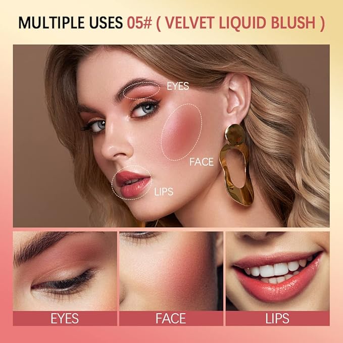 Soft Velvet Liquid Blush,Natural Cream Blush Stick for - LOVE)