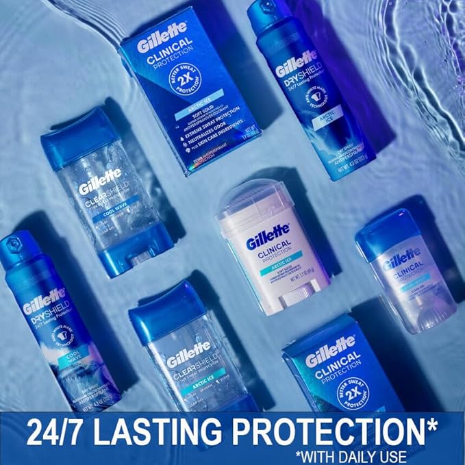 Gillette Dry Spray Antiperspirant and Deodorant for Men, 24/7 Sweat & Odor Protection, Anti-White Mark Technology, Cool Wave Scent, 4.3 oz (Pack of 3)