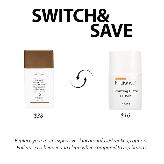 Frilliance Hydrating Go-To Glow, Bronzing Glaze Drops, Cruelty-Free Hypoallergenic for Teens of All Skin Types, 30 ml / 1 fl oz