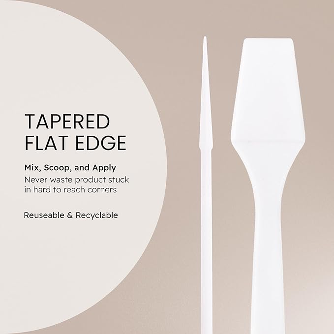 100pcs Pana Brand Cosmetic Make Up Disposable Plastic 2.5" Spatulas Skin Care Facial Cream Mask Spatula (100 Pieces in a Container) (WHITE)