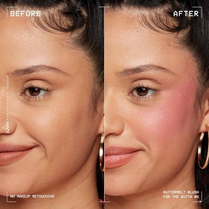 NYX PROFESSIONAL MAKEUP Buttermelt Powder Blush, Fade and Transfer-Resistant Blush, Up to 12HR Make Up Wear, Vegan Formula - For The Butta