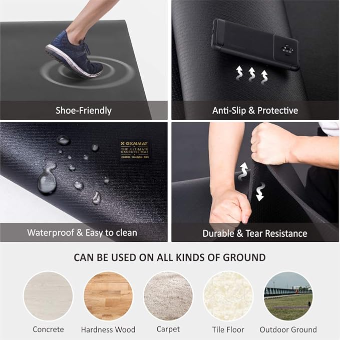 Gxmmat Extra Wide Large Exercise Mat 12'x7'/10'x7/8'x7(7mm)