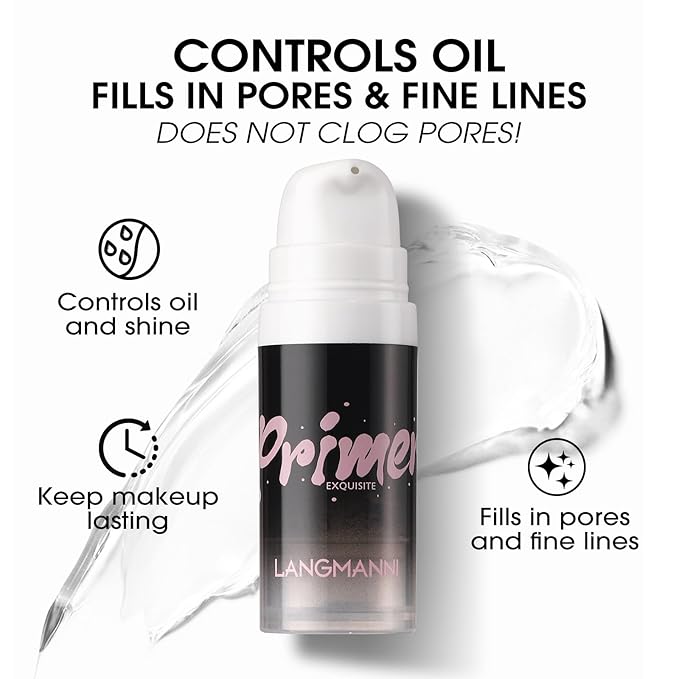 LANGMANNI Matte Grip Face Primer, Transparent Skin Perfecting Face