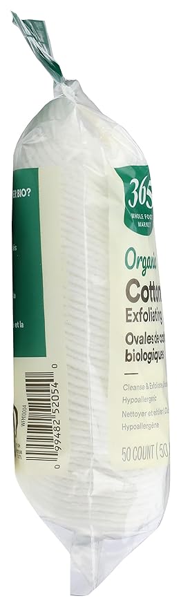 365 By Whole Foods Market, Facial Cleansing Pad Exfoliation Oval Organic, 50 Count