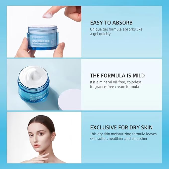 Hydro Boost Hyaluronic Acid Moisturizing Cream, Oil-Free, Suitable for Facial Moisturizers on Dry Skin ， Long Iasting Hydro Boost Moisturizing Cream-1.76Oz (white)