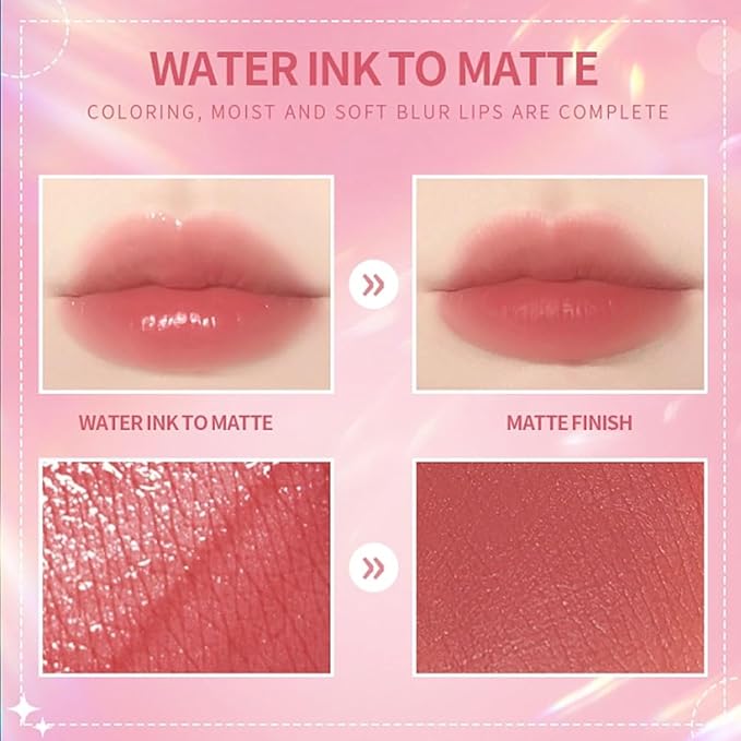 6 Colors Lip Tint Stain Korean Lip Gloss, Matte Velvet Lip Tint Natural Plumping Lip Stain, Multi-Use Lip and Cheek Tint Mini Liquid Lipstick, Long lasting Non-Stick Cup Waterproof, Lip Color Makeup