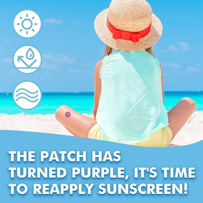 24 Pcs UV Stickers for Sunscreen, Waterproof UV Detection Stickers, Sun Cream Stickers to Reapply,UV Detection Reminder UV Patch for Kids Adults Waterproof Patches, Changes Color When Time To Reapply