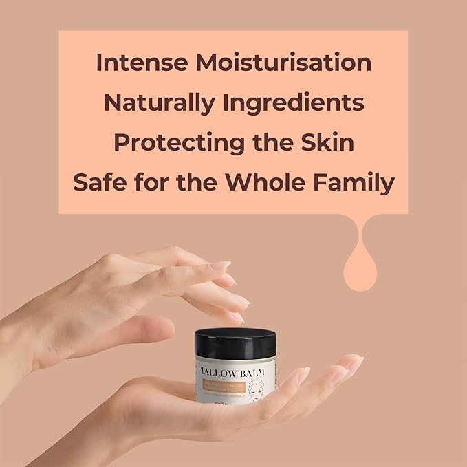 Grass Fed Beef Tallow for Skin Care, Face and Body Moisturizer Cream, Unadulterated Honey, Soothes Dryness, Repairs the Skin Barrier, 2 Oz