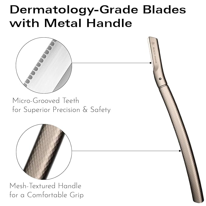Eyebrow Razor with 6 Blades & Travel Case – Face Razors for Women & Men, Eyebrow Trimmer Shaper with Precision Cover, Facial Shaver & Dermaplaning Tool for Smooth Skin (Silver)