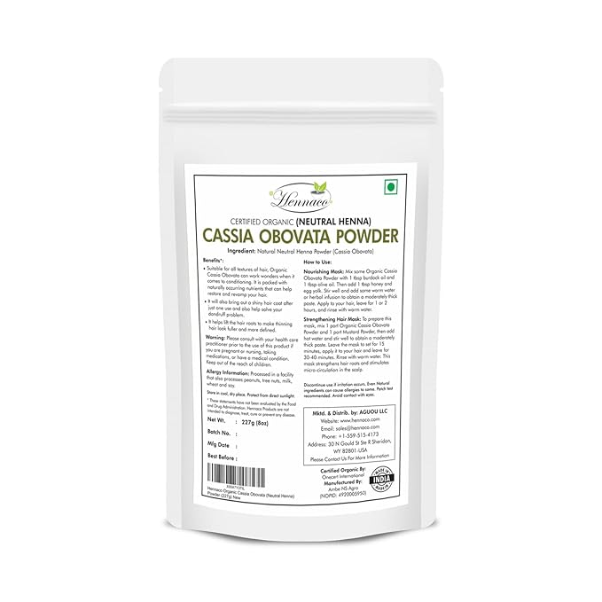Organic Cassia Obovata Powder | Neutral Henna Powder (8 OZ) 227 G