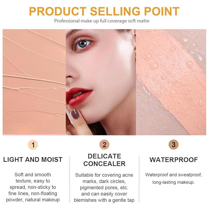 Kaely 2Pcs Pot Concealer Full Coverage Set,under Eye Correcting Concealer,02+03