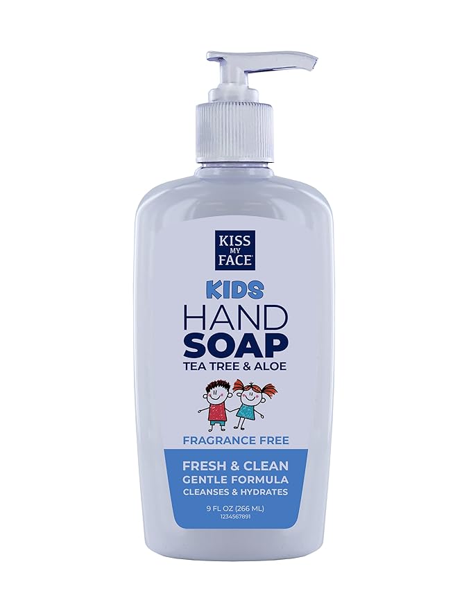 Kiss My Face Kids Hand Soap, Fragrance-Free, Cleanse And Hydrate Skin, Vegan & Cruelty-Free, Easy To Use Hand Soap Pump, Suitable For Sensitive Skin, 9 Fl Oz Bottle