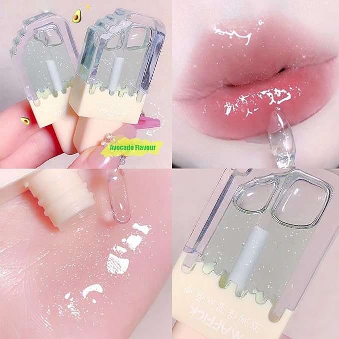 3Pcs Clear Cute Lip Gloss Set,Fruit Flavored Lip Oil Set,Long Lasting Moisturizing,Hydrating Lip Glow Oil for Kids and Teens,Party Gift,Non-toxic