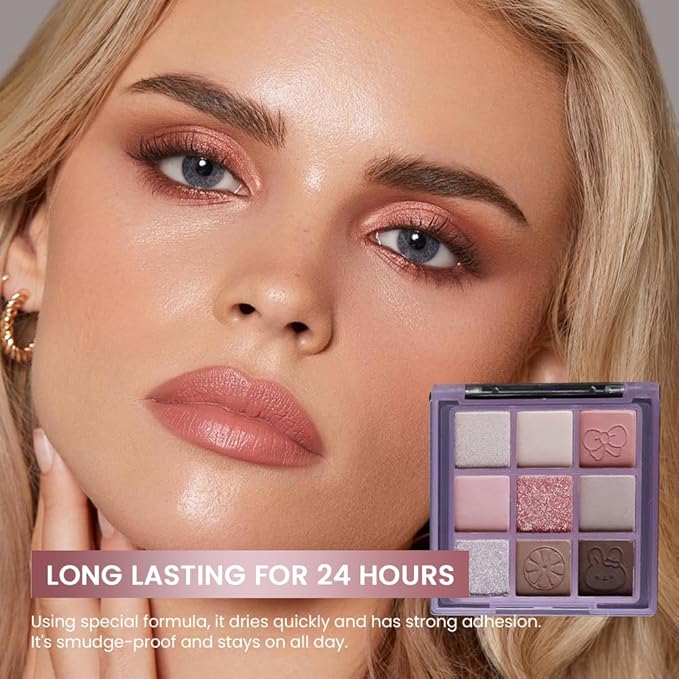 Eyeshadow Palette Makeup- 9 Colors Rose Gold Dark Brown Colorful Eyeshadow Palette Matte Shimmer Korean Natural Eye Shadow palettes Highly Pigmented Naturing-Looking Long Lasting (20#)